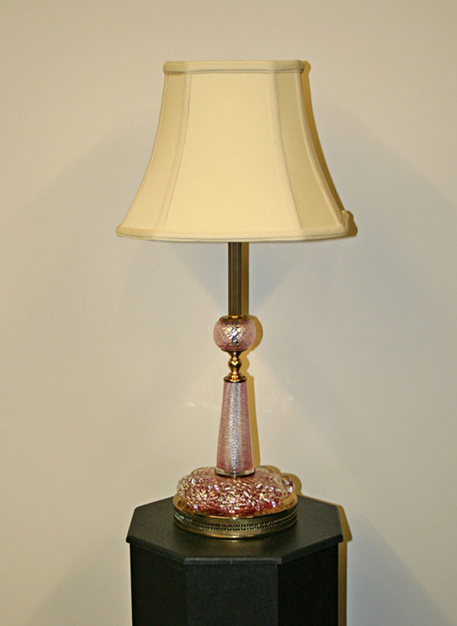 Vintage Pink And Clear Art Glass Table Lamp C 1950