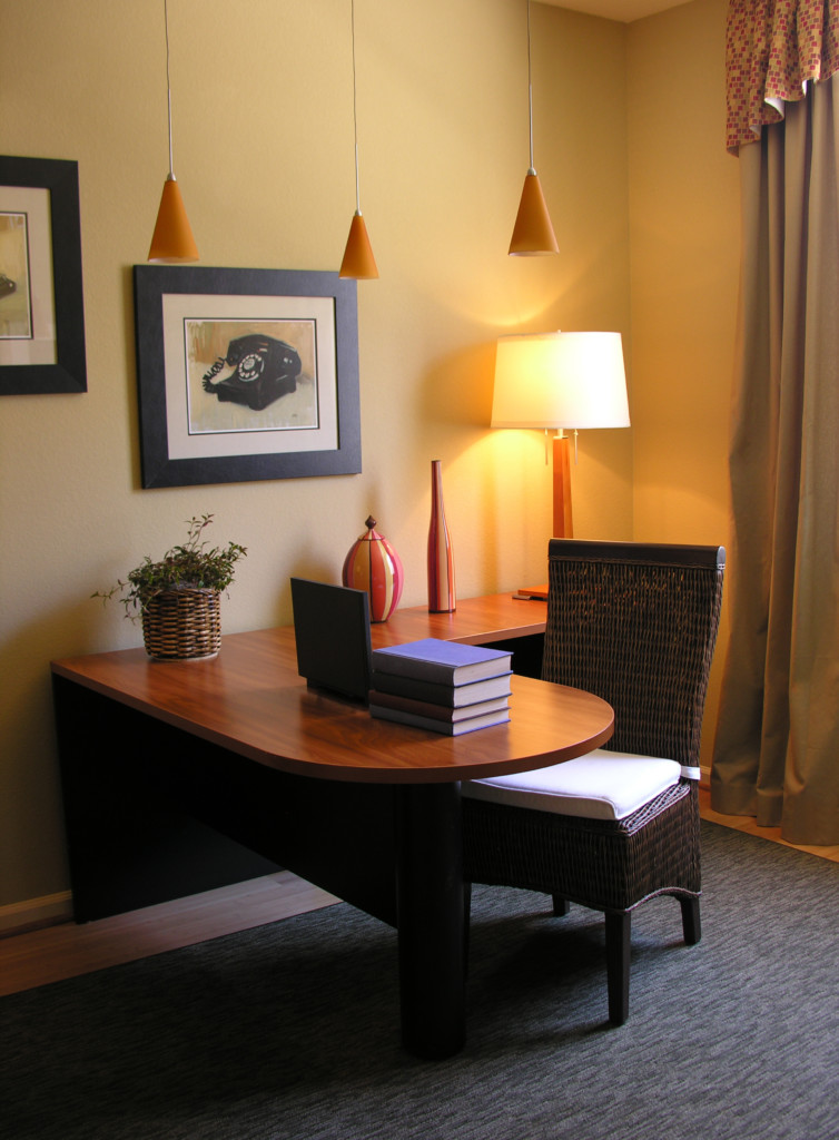 home office lighting at desk