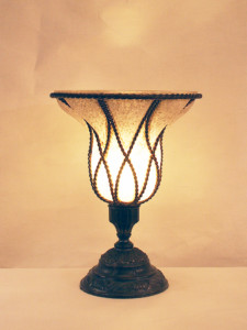 Custom Cage Glass Mantel Lamp