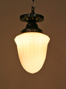 Victorian Style Satin Opal Acorn Semi-Flush Mount, c. 1920